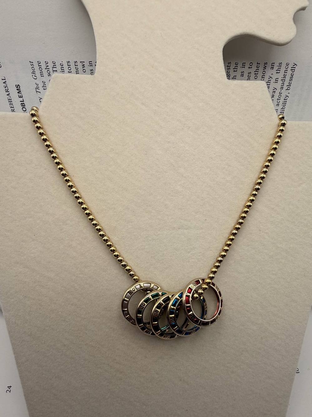 Ralph Lauren Unique Gold Multi- Bezel Pendant Necklace with Colored Accents
